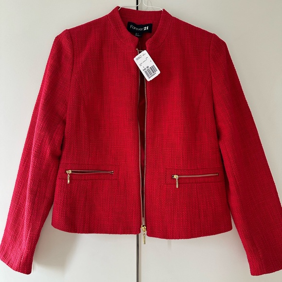 Forever 21 Jackets & Blazers - NWT Forever21 tweed red jacket - size L